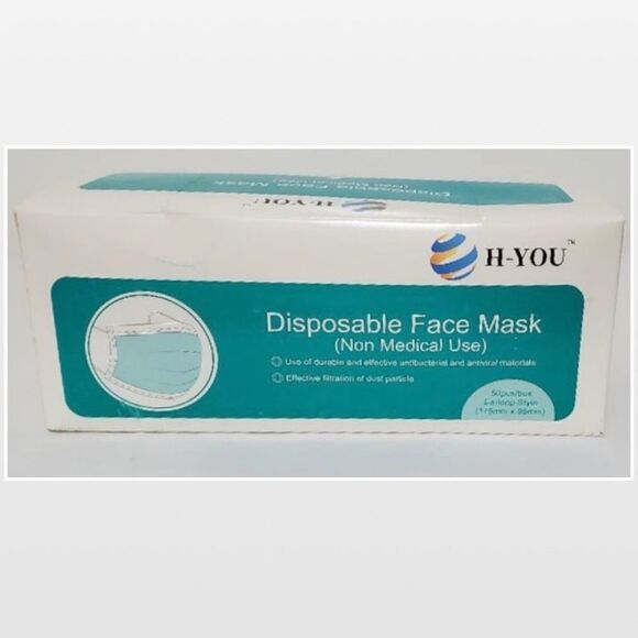 New Unisex 50 Blue & White Disposable Face Masks - Picture 13 of 15